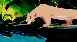 Simba Playful Water Reflection Moment With Nala GIF
