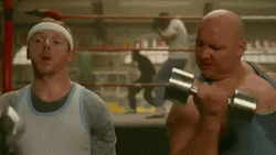 Simon Pegg Dumbbell Working Out GIF