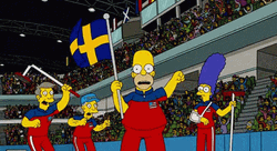 Simpson Waving Sweden's Flag