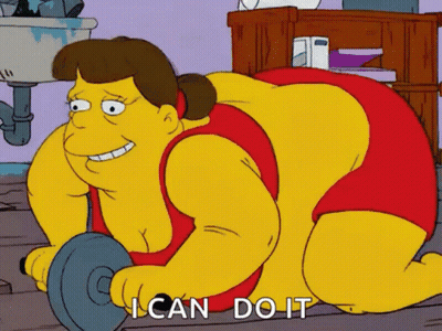 Simpsons Character Lifting Dumbbell Saying I Can Do It GIF