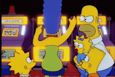 Simpsons Standing In Front Of Slot Machine GIF