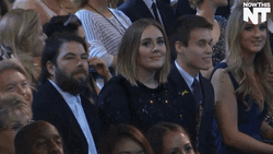 Singer Adele Awkward Smile Watching NBA  GIF
