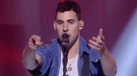 Singing Jack Antonoff Pointing In Front GIF