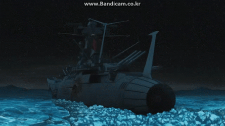 Sinking Animated Battleship At Night GIF