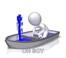 Sinking Boat 3D Human Cartoon Oh Boy GIF
