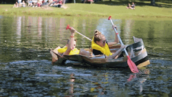 Sinking Boat Funny Girls Paddling Raft