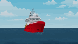 Sinking Boat Red Ship Cruising Cartoon GIF