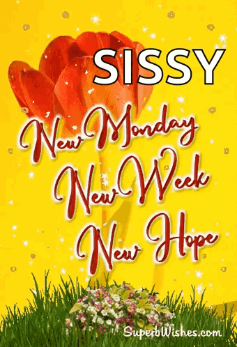 Sissy New Monday New Week New Hope Is Written On A Yellow Background GIF