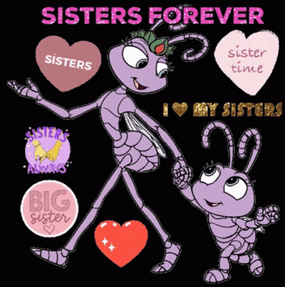 Sisters Forever Poster With Two Ants GIF