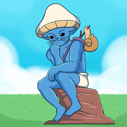Sit Thinking Smurf Cat Meme GIF
