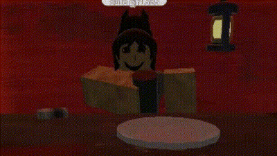 Sitting Cartoon Character With Lantern And Plate GIF