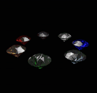 Six Colored Diamonds in Circle on Black