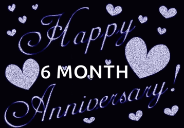 Six Month Heart Glitter Happy Anniversary  GIF