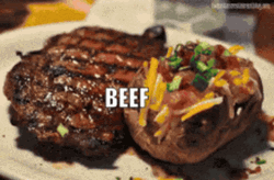 Sizzling Grilled Meat With Loaded Baked Potato GIF