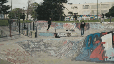 Skate Park With Graffiti And Sign Saying 00 GIF