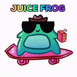 Skater With Juice Cute Frog GIF