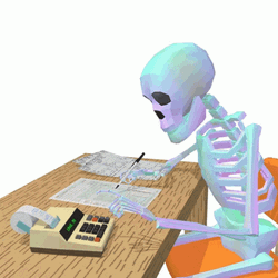 Skeleton Accountant Pressing Calculator GIF