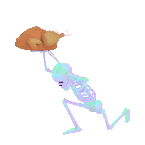 Skeleton Carrying Large Turkey Sticker