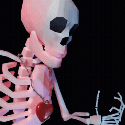 Skeleton Chained To Barbed Wire Holding Heart GIF