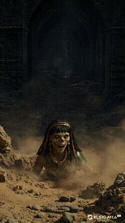 Skeleton Crawling Out Of Dirt GIF
