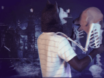 Skeleton Dance Dog Fox Romance GIF