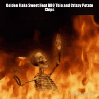Skeleton Dancing By Fire With Golden Flake Sweet Heat BBQ GIF