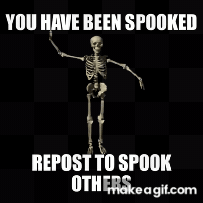Skeleton Dancing Saying You Have Been Spooked GIF