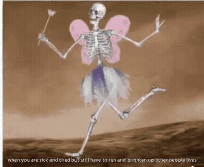 Skeleton Dressed As Fairy Holding Wand And Flower GIF