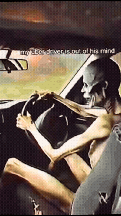 Skeleton Driving Car My Uber Driver Is Out Of His Mind GIF