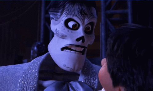 Skeleton Face Cartoon Character Looking GIF