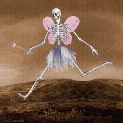Skeleton Fairy With Pink Wings And Wand GIF