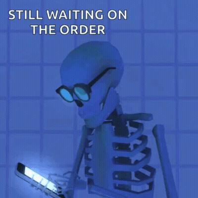 Skeleton Glasses Holding Phone Still Waiting On Order GIF