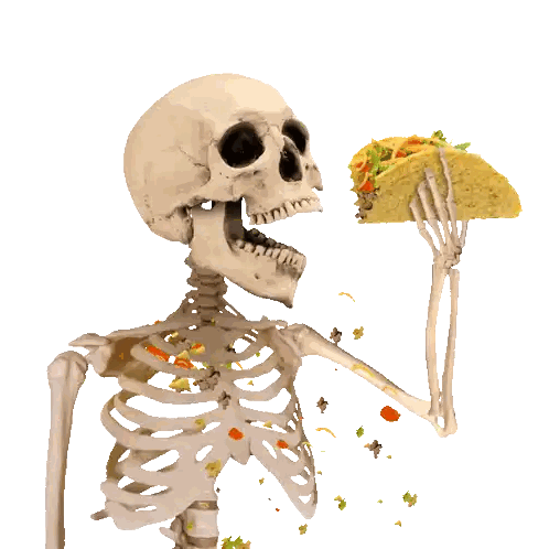 Skeleton Holding And Eating Taco Sticker