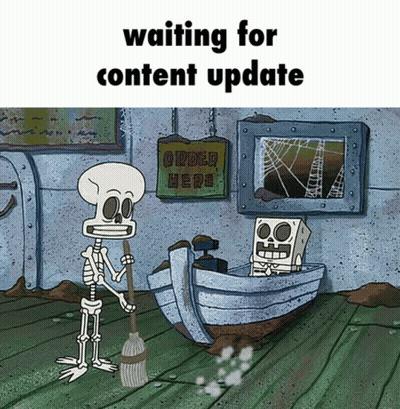 Skeleton Holding Broom Beside Boat Saying Order Here GIF