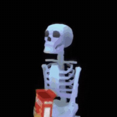Skeleton Holding Cheetos Throwing Cheese GIF