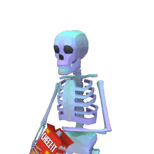Skeleton Holding Cheez-It Chips Sticker