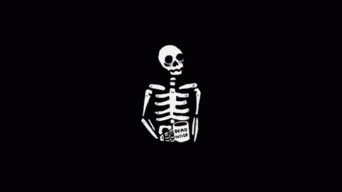 Skeleton Holding Coffee And Smoking GIF