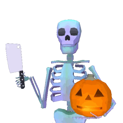 Skeleton Holding Knife And Pumpkin Sticker