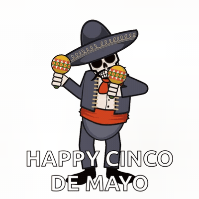 Skeleton Holding Maracas Happy Cinco De Mayo GIF