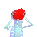 Skeleton Holding Red Heart Sticker