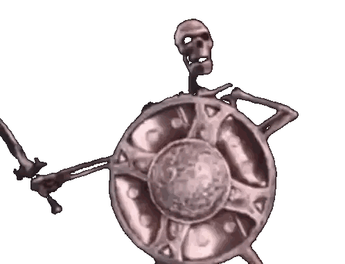 Skeleton Holding Shield And Sword Sticker