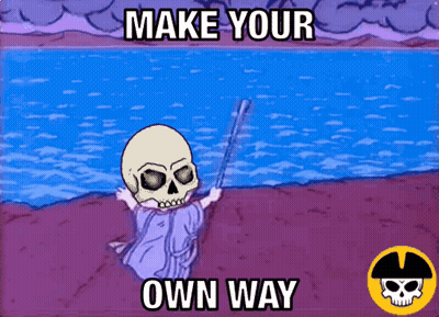 Skeleton Holding Stick Make Your Own Way GIF