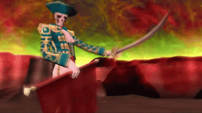 Skeleton Holding Sword And Flag GIF