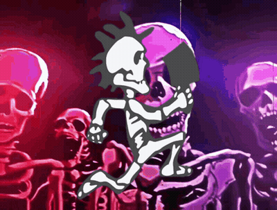 Skeleton Holding Sword In Front Of Skeletons GIF