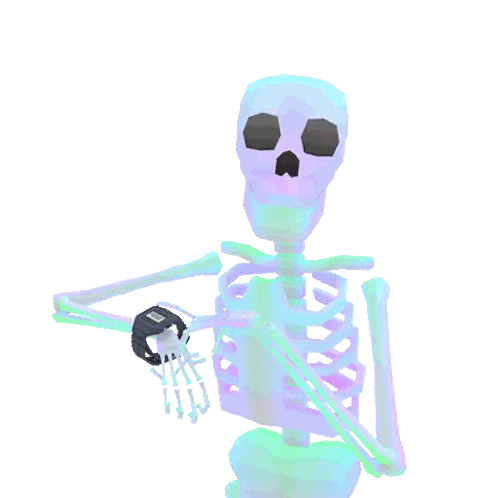 Skeleton Holding Watch Saying Im Sorry Sticker