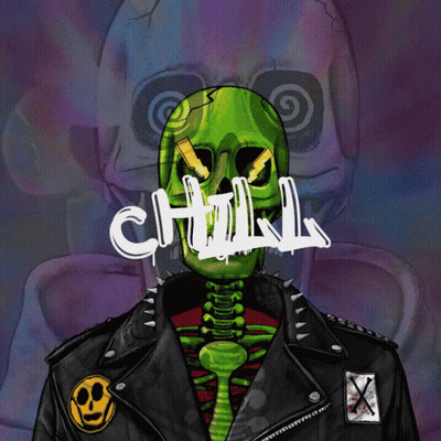 Skeleton In Leather Jacket Saying Chill GIF