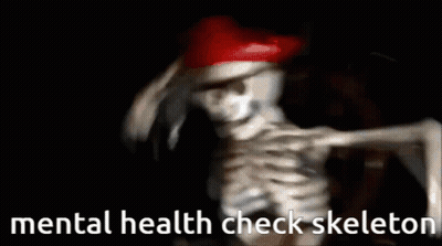 Skeleton In Santa Hat Saying Mental Health Check GIF