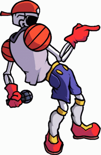 Skeleton In Shorts And Hat Pointing GIF