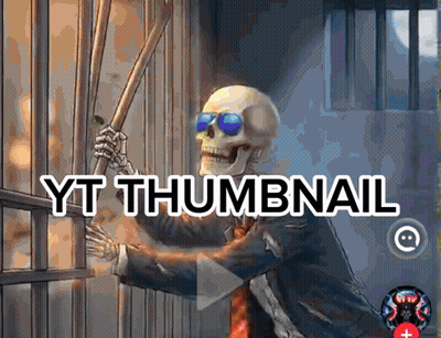Skeleton In Suit Behind Bars With Yt Thumbnail GIF