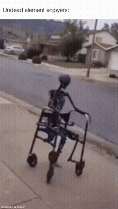 Skeleton In Walker Walking GIF